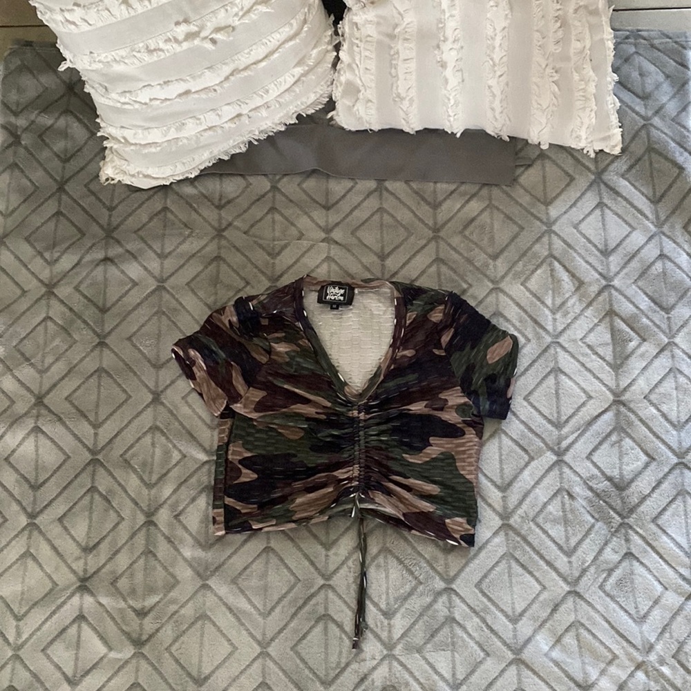 Scrunched Camo Crop Top